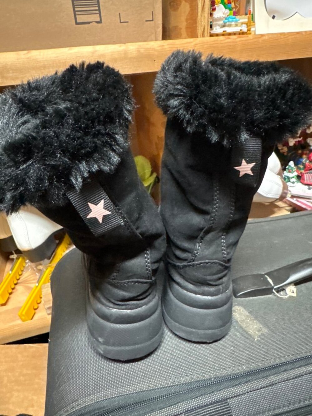Zara Kids Fur-Trim Boots — Black, Size 33 (US 2)